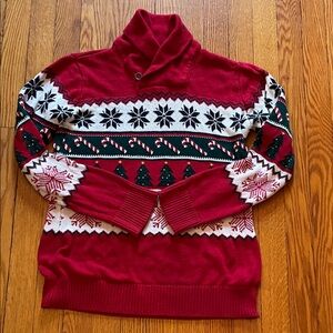 Boys shawl, collared Christmas sweater